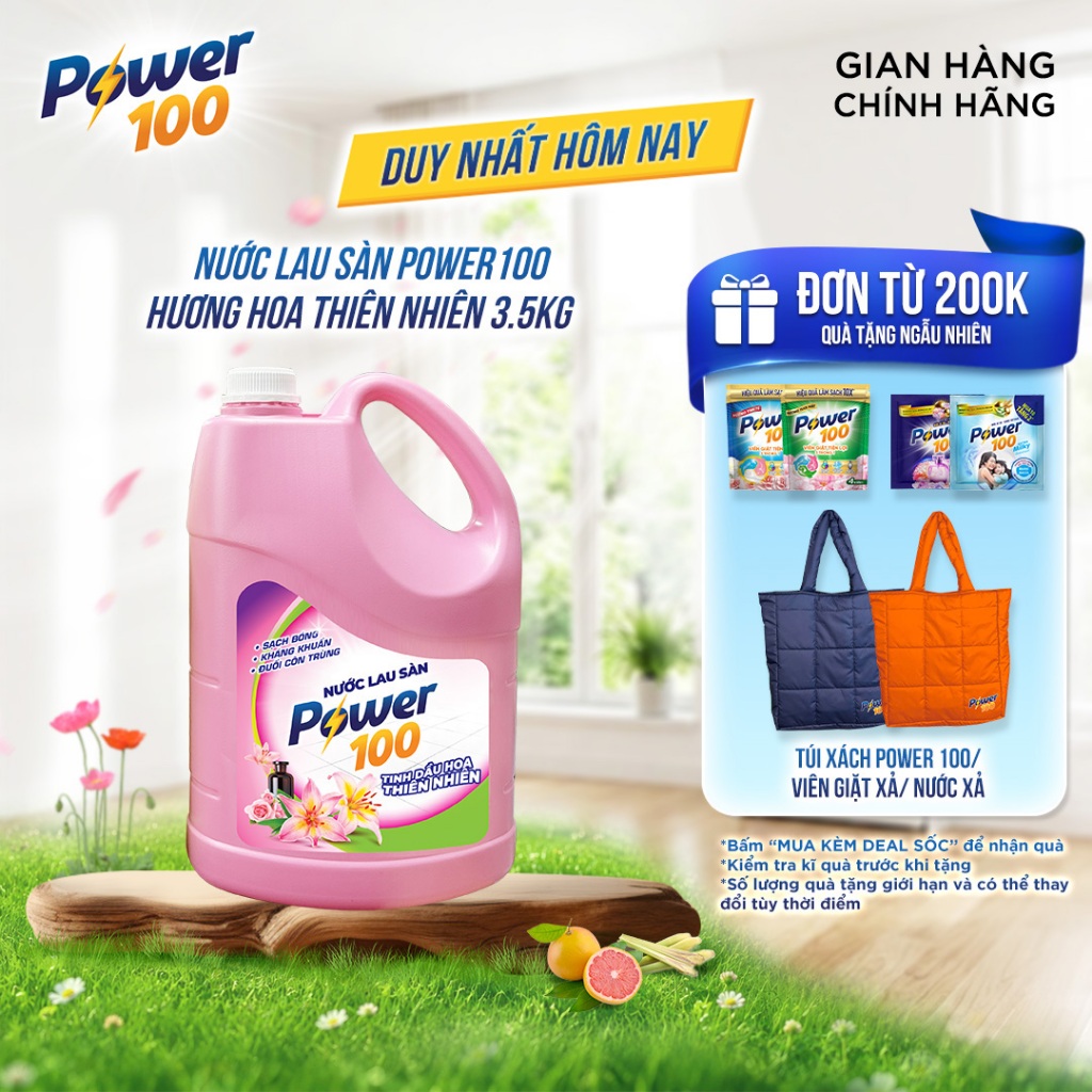 Nước lau sàn POWER100 Tinh dầu Hoa Thiên Nhiên 3.5kg