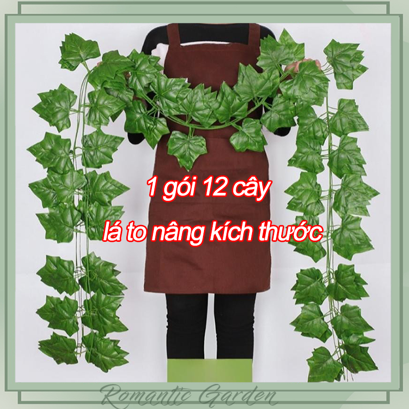 Combo 12 （lá lớn）dây nho giả xanh dài 2.4 m dùng để decor trang trí nhà cửa, quán Café, lớp học