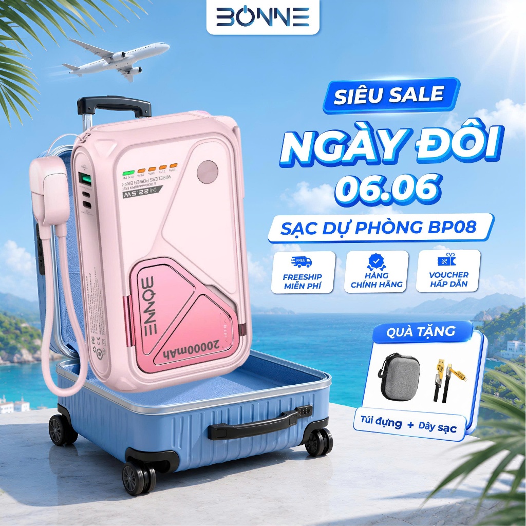 [TẶNG TÚI ĐỰNG+ DÂY SẠC 4IN1] Sạc Dự Phòng BP08, Củ Sạc Nhanh BONNE BP08 10.000 mAh 20.000 mAh Hỗ Trợ Sạc Không Dây