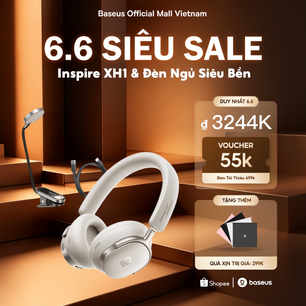 Tai Nghe Baseus Inspire XH1 Sound by Bose, Pin 100H, Chống ồn ANC, Dolby Audio