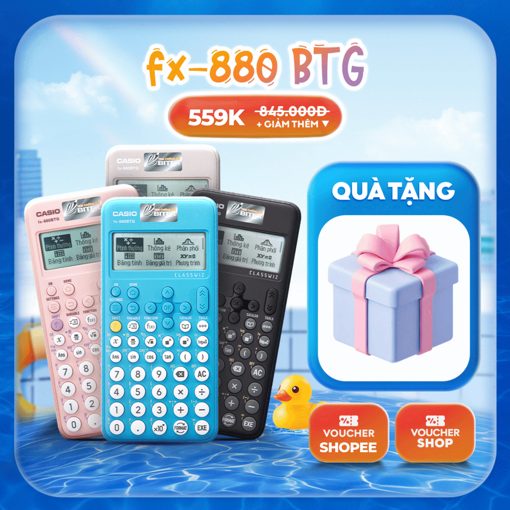 [FS] Máy Tính Học Sinh Casio FX-880BTG Chính Hãng Bitex - 4 Màu Trendy, Bảo Hành 7 Năm, Được Mang Và
