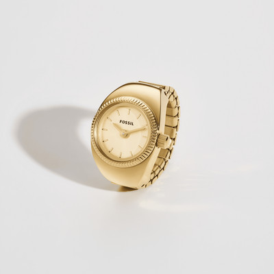 Nhẫn đồng hồ nữ Fossil RING WATCH ES5246 mặt 15mm, dây thép không gỉ màu vàng có thể co giãn vừa với size tay