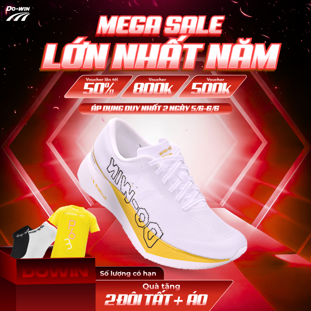 Giày Dowin PB4 Elite chạy bộ tập luyện tốc độ nam nữ, thi đấu Full Carbon - Siêu êm nảy, nhẹ thoáng