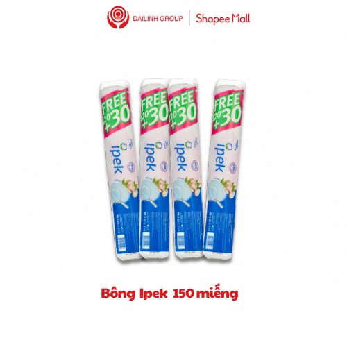 Combo 4 bông gói tẩy trang ipek 150 miếng (4x150 miếng) thành phần cotton tự nhiên, sử dụng mọi loại