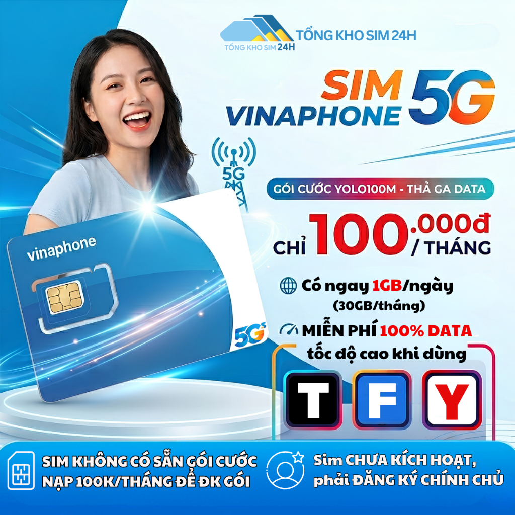 Sim Vinaphone 4G Data Tỷ Gb [Dùng lướt MXH không giới hạn, Đăng ký chính chủ + Đăng Ký Gói]