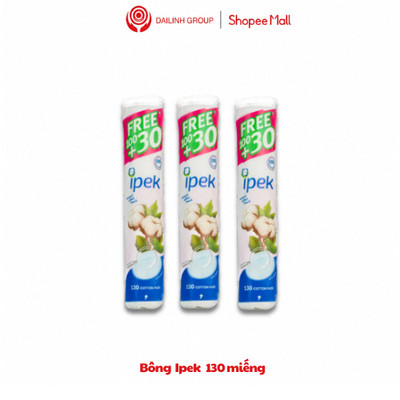 Combo 3 Bông tẩy trang Ipek Thổ Nhĩ Kỳ 130 miếng 100% cotton tự nhiên.