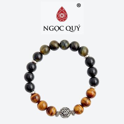 Vòng tay đá Thạch anh mắt hổ tự nhiên phối charm - Mẫu VC0260 - Ngọc Quý