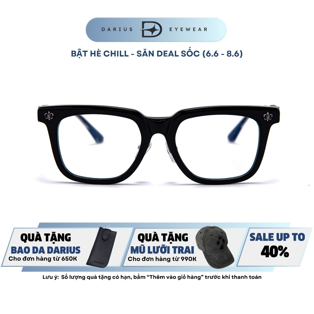 Gọng kính nam dáng vuông CH8127 DARIUS nhựa Actetate và thép titan chống gỉ cao cấp DCH61