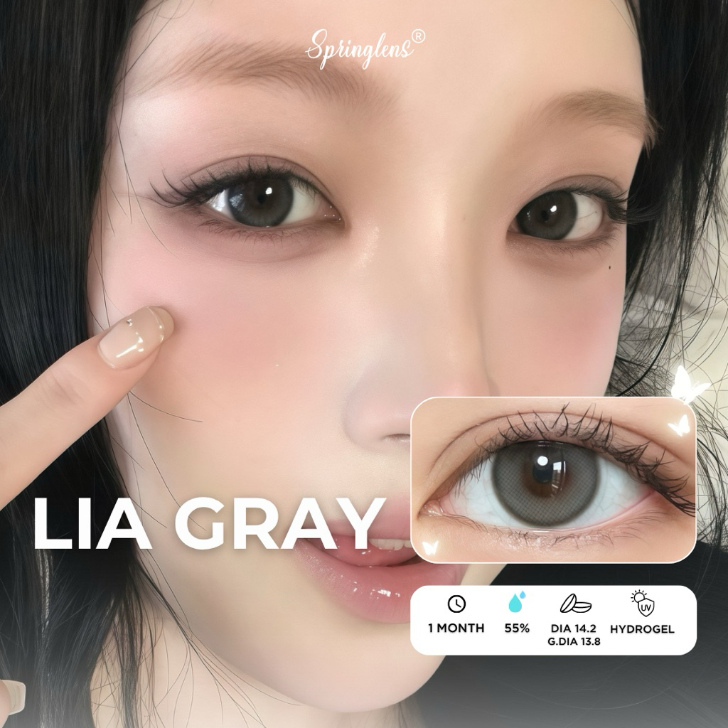 Kính áp tròng LIA GRAY (Julia) hiệu ứng xám trong viền phớt nhẹ 1 tháng | Spring Lens