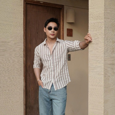 Áo sơ mi nam HEBOZ linen urban stripe 3M vải lanh nhẹ mềm thoáng mát - 00003154