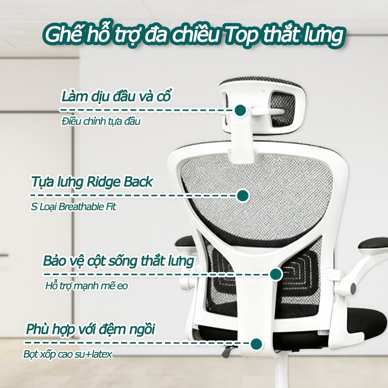 Ghế văn phòng tiện dụng với tựa đầu và tay vịn có thể điều chỉnh | BigBuy360 - bigbuy360.vn