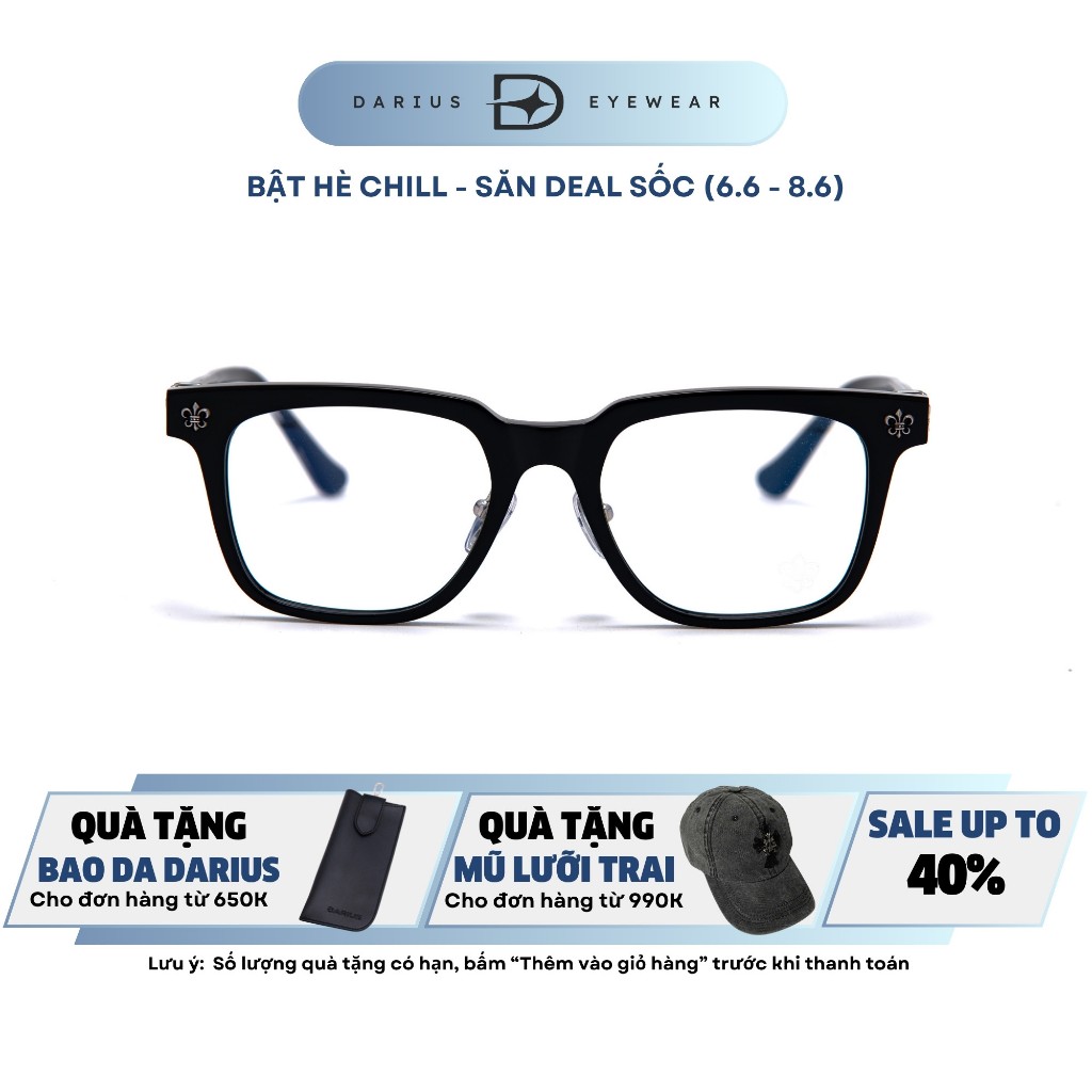 Gọng kính cận nam DARIUS CH8138 dáng vuông nam tính, khỏe khoắn hợp kim titan chống han gỉ DCH66