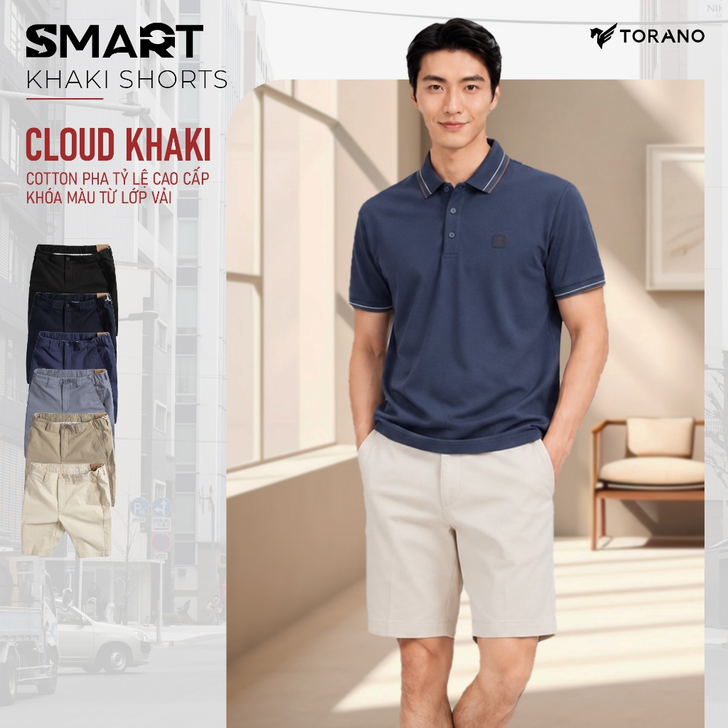 Quần short kaki TORANO, form basic, bọc viền dây dệt sườn, chất liệu cao cấp, bền màu FSBK012