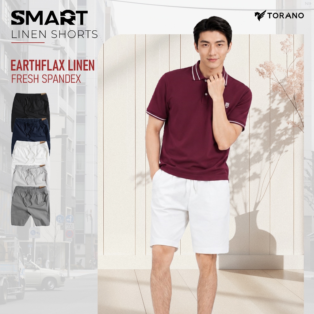 Quần short đũi nam SMART LINEN SHORTS TORANO cạp chun thoáng mát, form chuẩn FSBI001 | BigBuy360 - bigbuy360.vn
