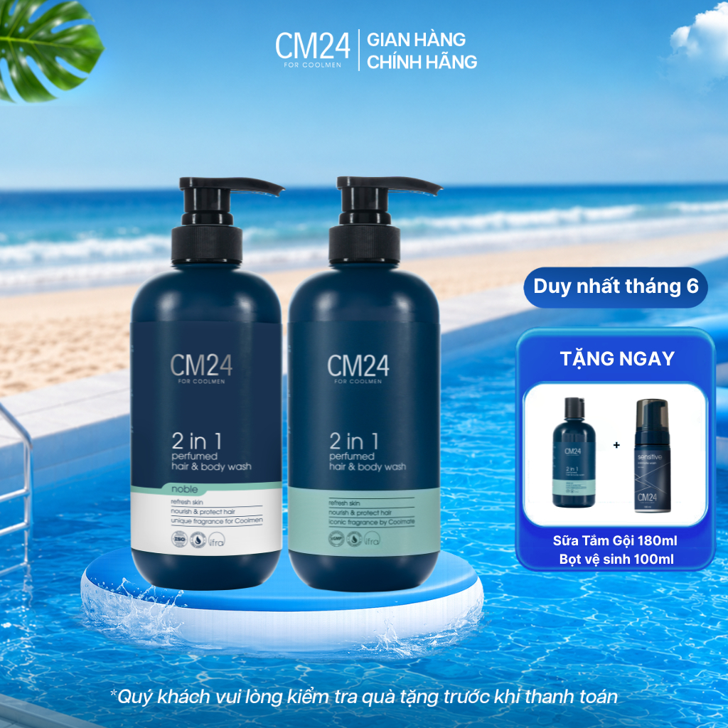 (DEAL VHL) Combo 2 Chai Sữa Tắm Gội Cho Nam 2in1 Original + Nobel 500ml CM24 FOR COOLMEN Hương Nam T