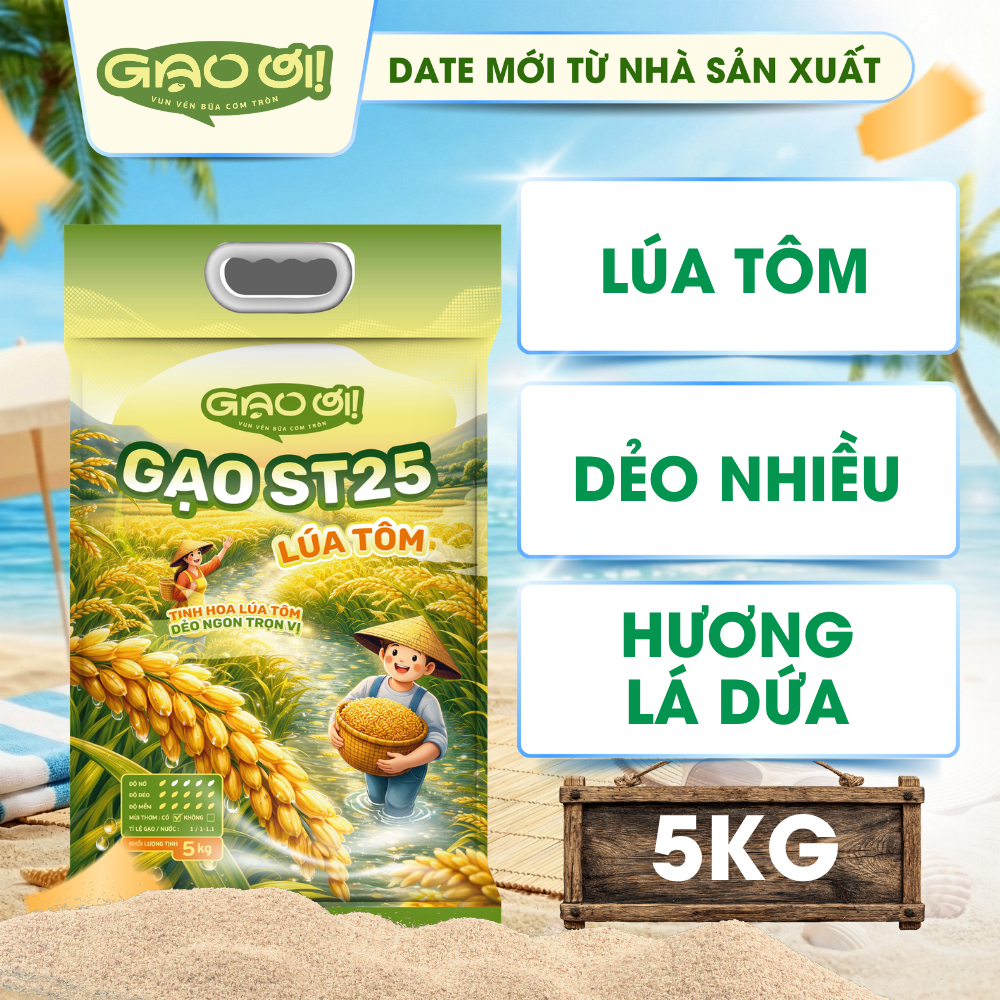 Gạo ST25 Lúa Tôm - Túi 5kg - Thương hiệu Gạo Ơi
