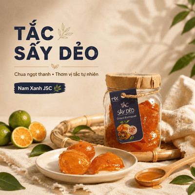 Hũ Trái Cây Sấy Ăn Vặt Nam Xanh, Tắc Sấy Dẻo Mật Ong, Ăn Vặt Healthy, Dùng Kèm Trà Nóng, Hũ 80g