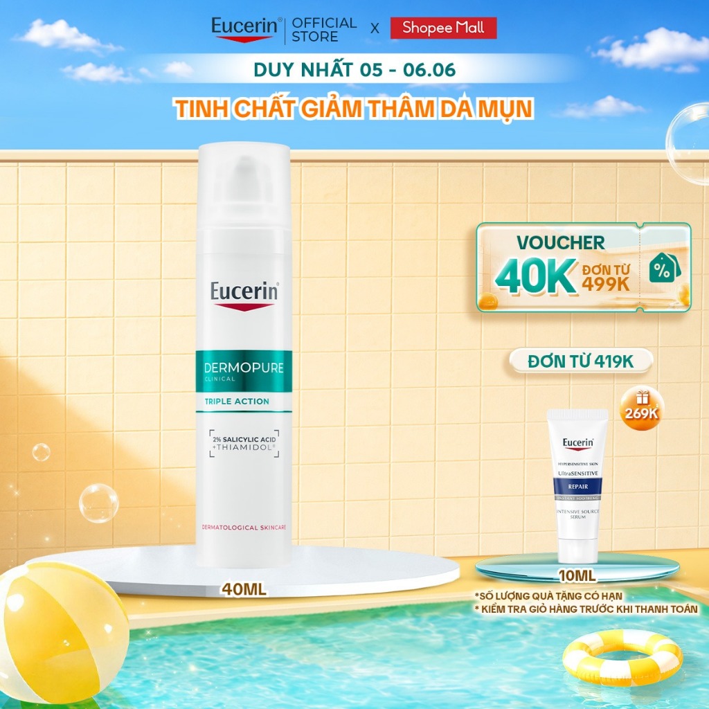 Tinh chất giúp giảm thâm mụn và dưỡng sáng da Eucerin® DermoPure Clinical Triple Action 40ml | BigBuy360 - bigbuy360.vn