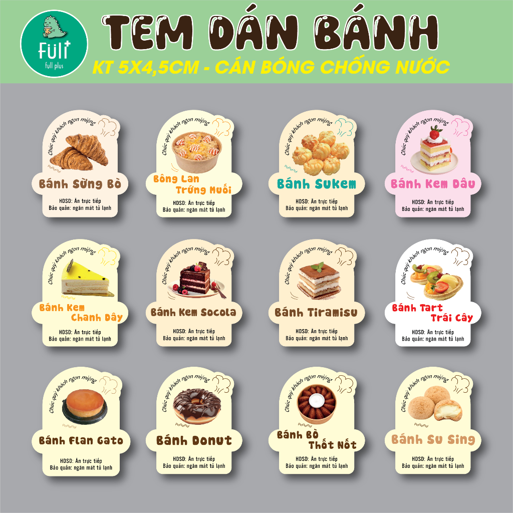 [ Sẵn ] Tem dán bánh tiramisu, tem dán bánh, tem dán bánh lạnh, tem vị bánh, tem dán bánh handmade ,