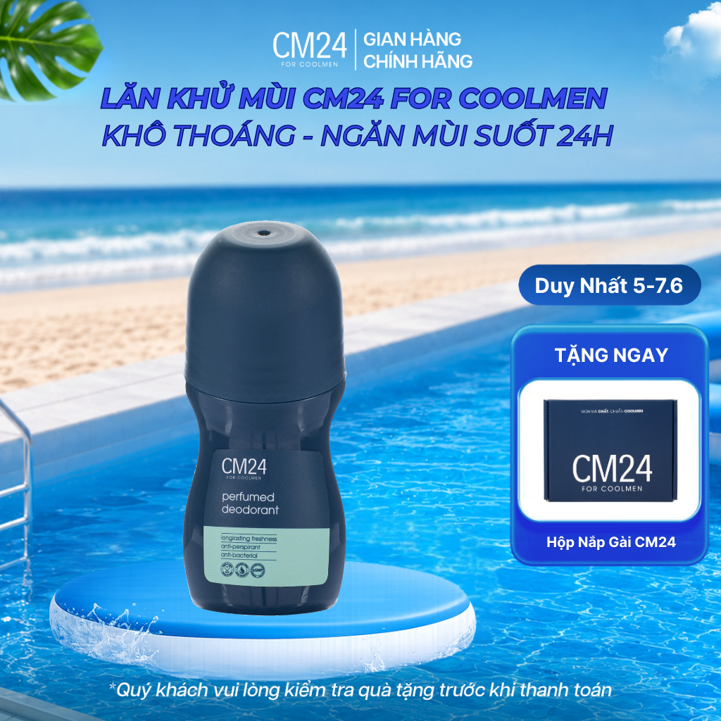 (KHÔNG Ố VÀNG) Lăn Khử Mùi Nam CM24 FOR COOLMEN Khô Thoáng Khử Mùi Giảm Tiết Mồ Hôi 24h 50ml