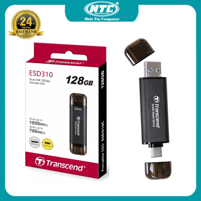 Ổ cứng di động SSD kiêm USB otg 128GB Transcend ESD310 đọc 1050MB/s ghi 990MB/s - PSD phân phối