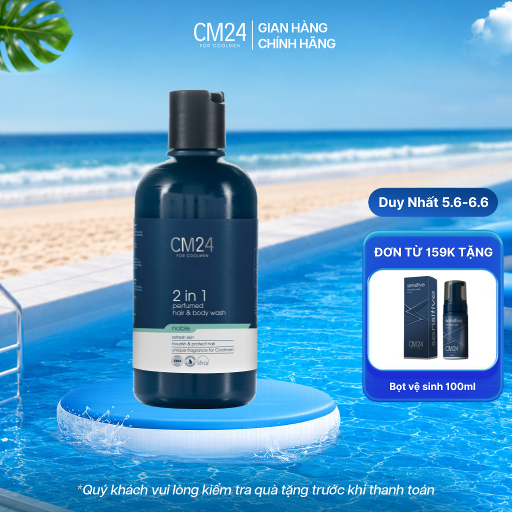 Sữa Tắm Gội Nam Giới  2in1 CM24 For Coolmen Noble Hương Nam Tính Sạch Sâu, Dưỡng Ẩm, Sang Trọng, Lịc