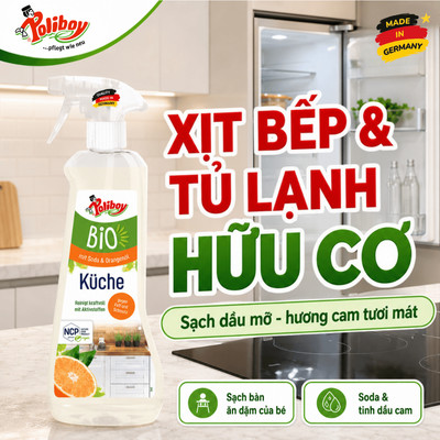 Vệ Sinh Tủ Lạnh, Bếp Poliboy Nội Địa Đức - Chứng Nhận Hữu Cơ Chuẩn Châu Âu, 500ml