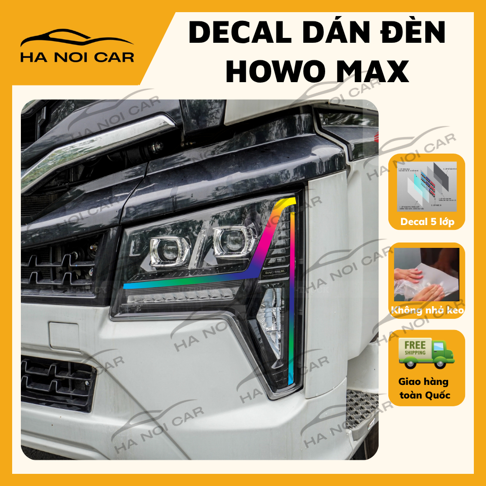Tem dán đèn HOWO MAX(2 bên), Decal dán đổi màu đèn HOWO MAX ,decal 3 lớp không phai màu, không nhả k