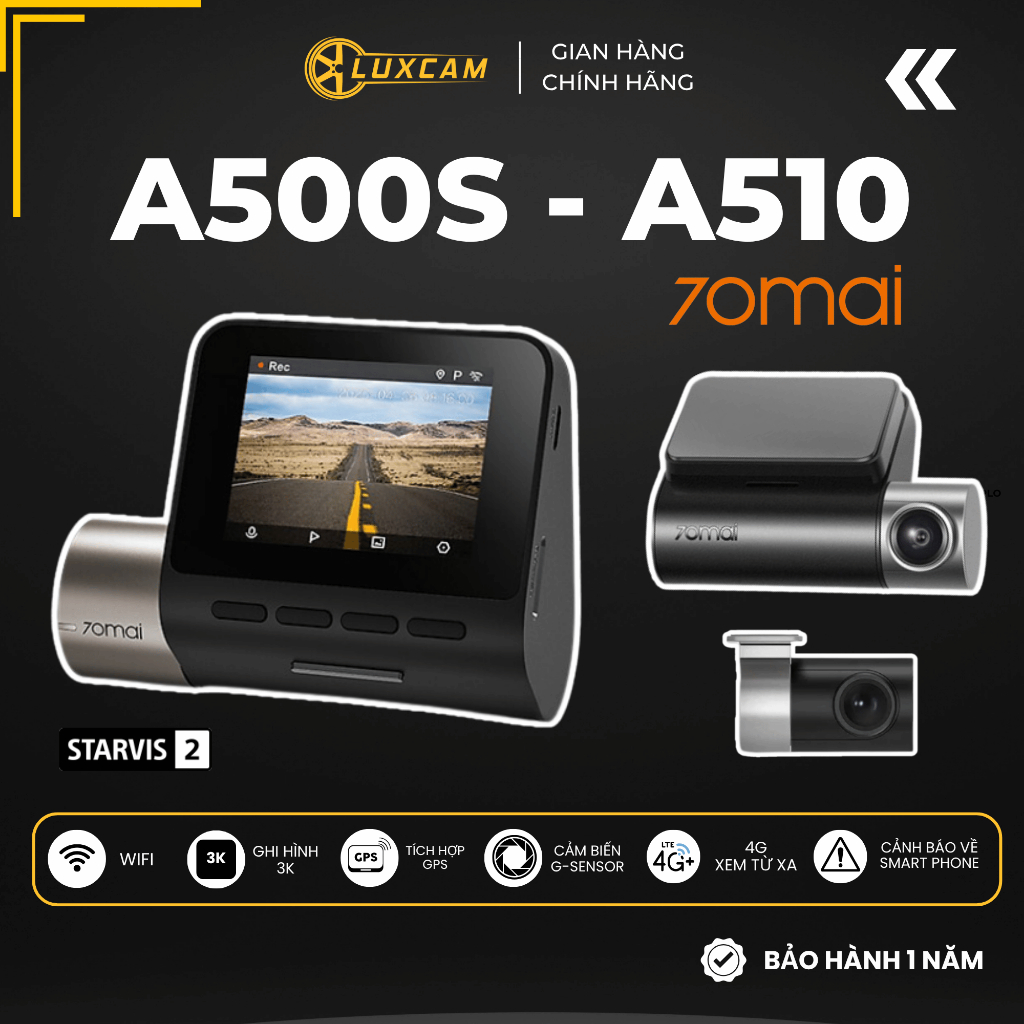 Camera hành trình ô tô 70mai A500S Pro Plus+ - Quốc Tế - Chính Hãng - Bảo hành 12 Tháng | LUXCAM