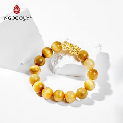 Vòng tay đá Thạch anh mắt hổ tự nhiên phối charm - Mẫu VC0224 - Ngọc Quý