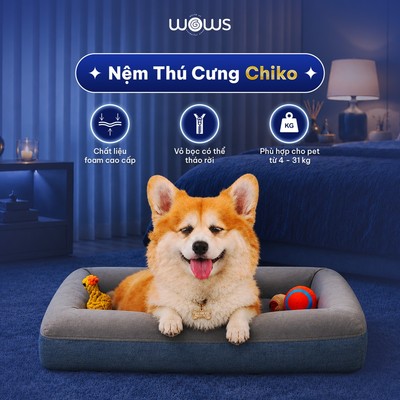 Nệm ngủ cho Chó Mèo WOWS Chiko - chất liệu memory foam, nhiều kích thước
