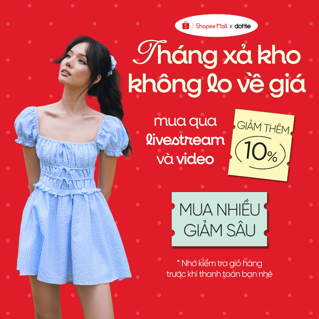 [NEW ARRIVAL] [ HOT SUMMER] DOTTIE - Đầm ngắn kẻ ô smocking - Xanh biển - D0739
