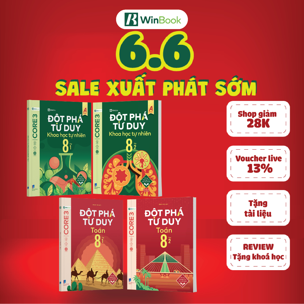 [COMBO TOÁN-KHTN] Bộ 4 cuốn sách Đột phá tư duy lớp 8 môn Toán và KHTN - Giúp con tự học