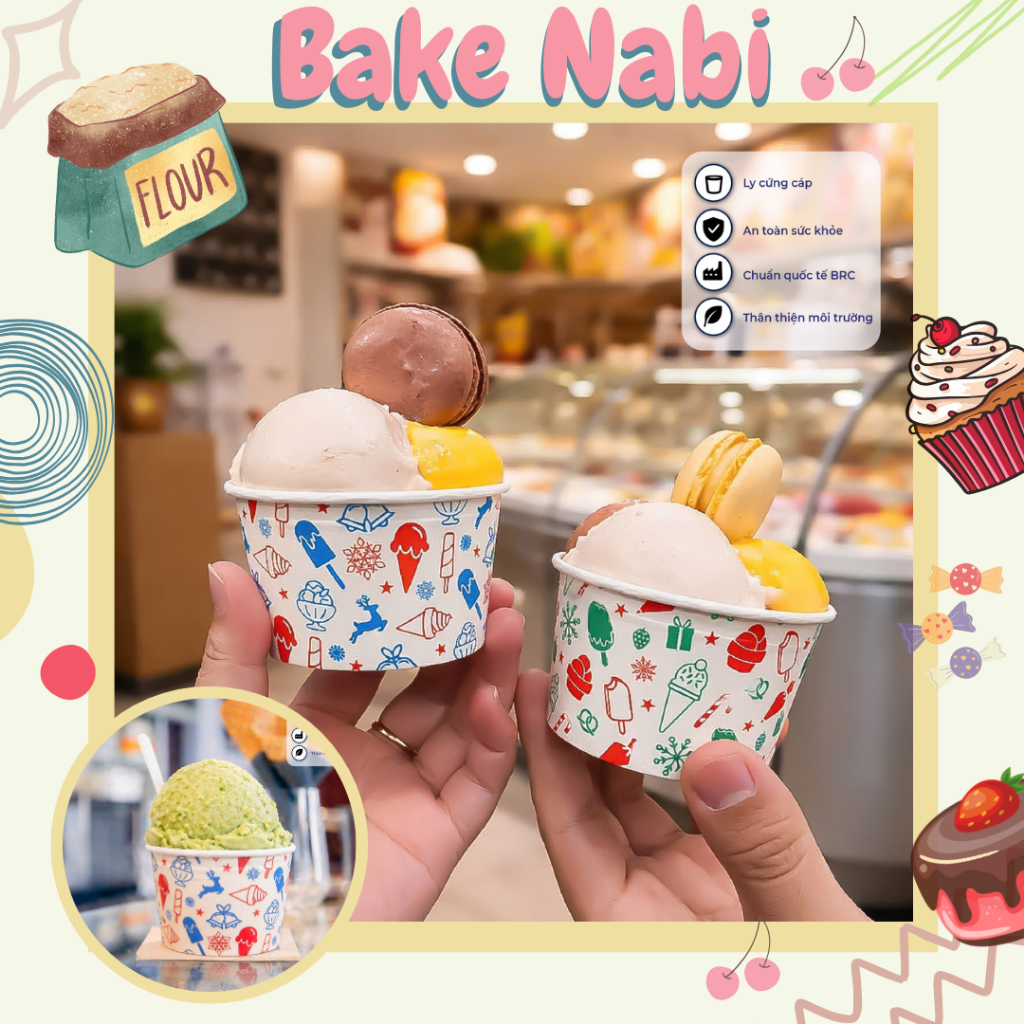Lốc 50 Ly Giấy Kem, Topping 120ml (4oz) – Ly Đựng Kem, Topping, Bánh Flan, Sữa Chua – Ly Dày Đẹp