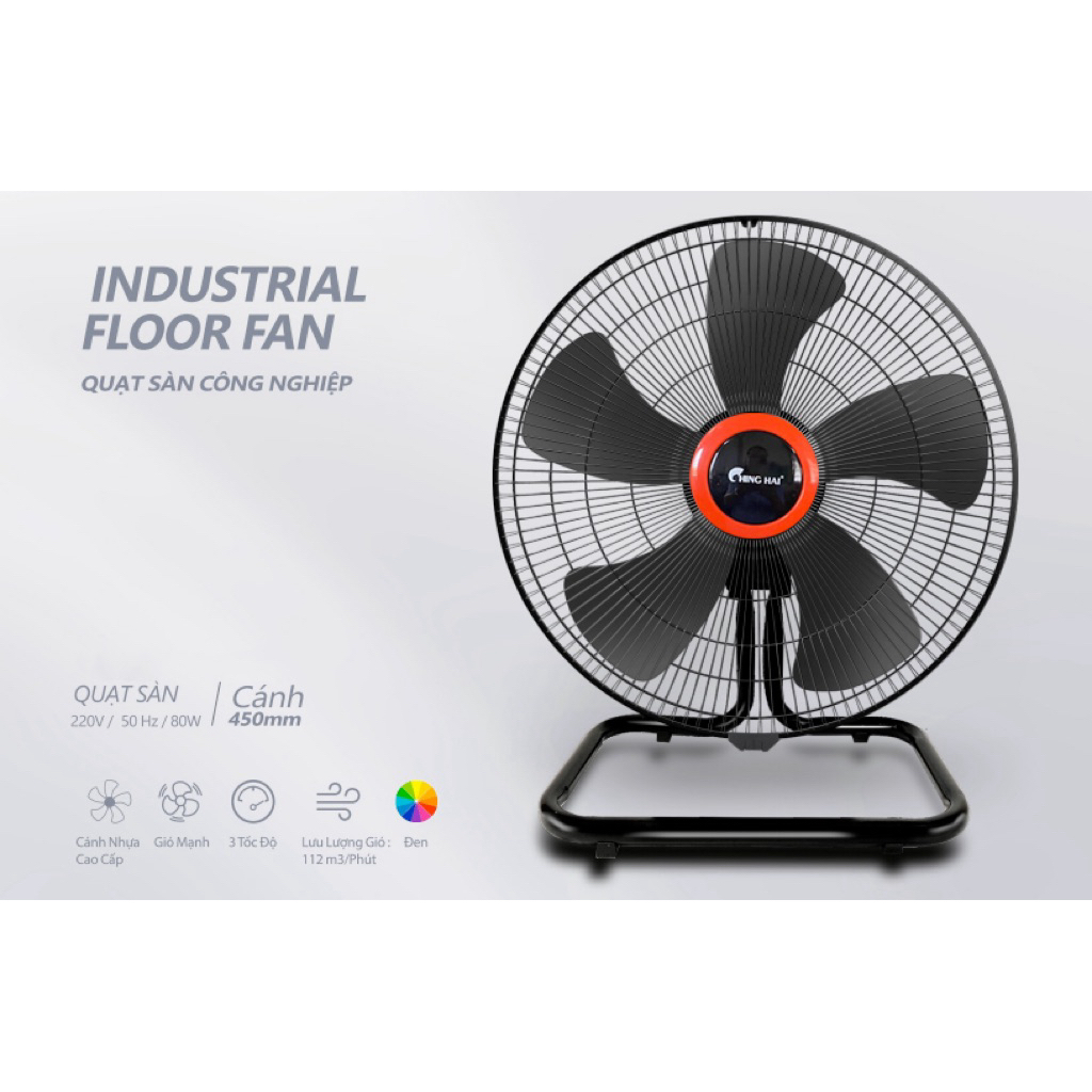 Quạt điện Quạt Sàn Công Nghiệp Ching Hai FF917 công suất 75W size 17inch