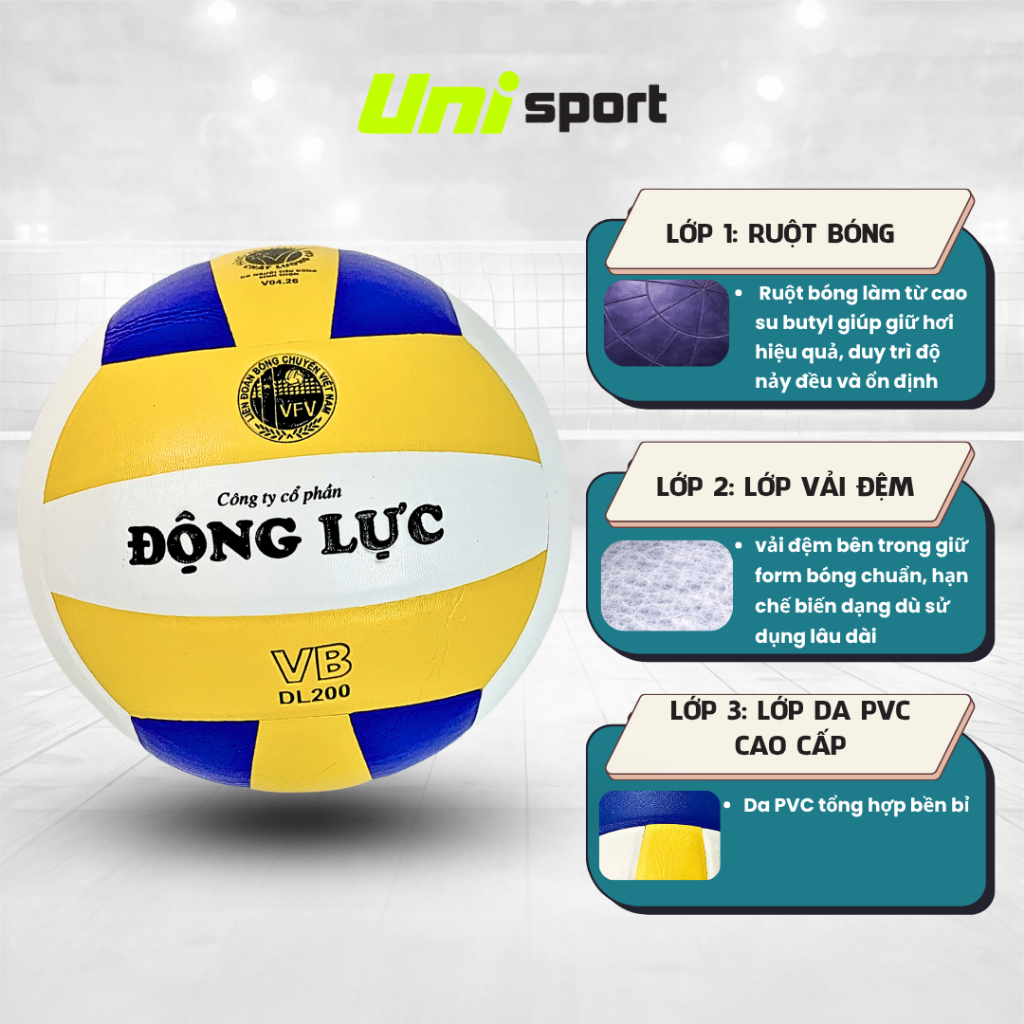 Bóng Chuyền Động Lực DL200 - Tặng Kim Bơm + Lưới Đựng Bóng