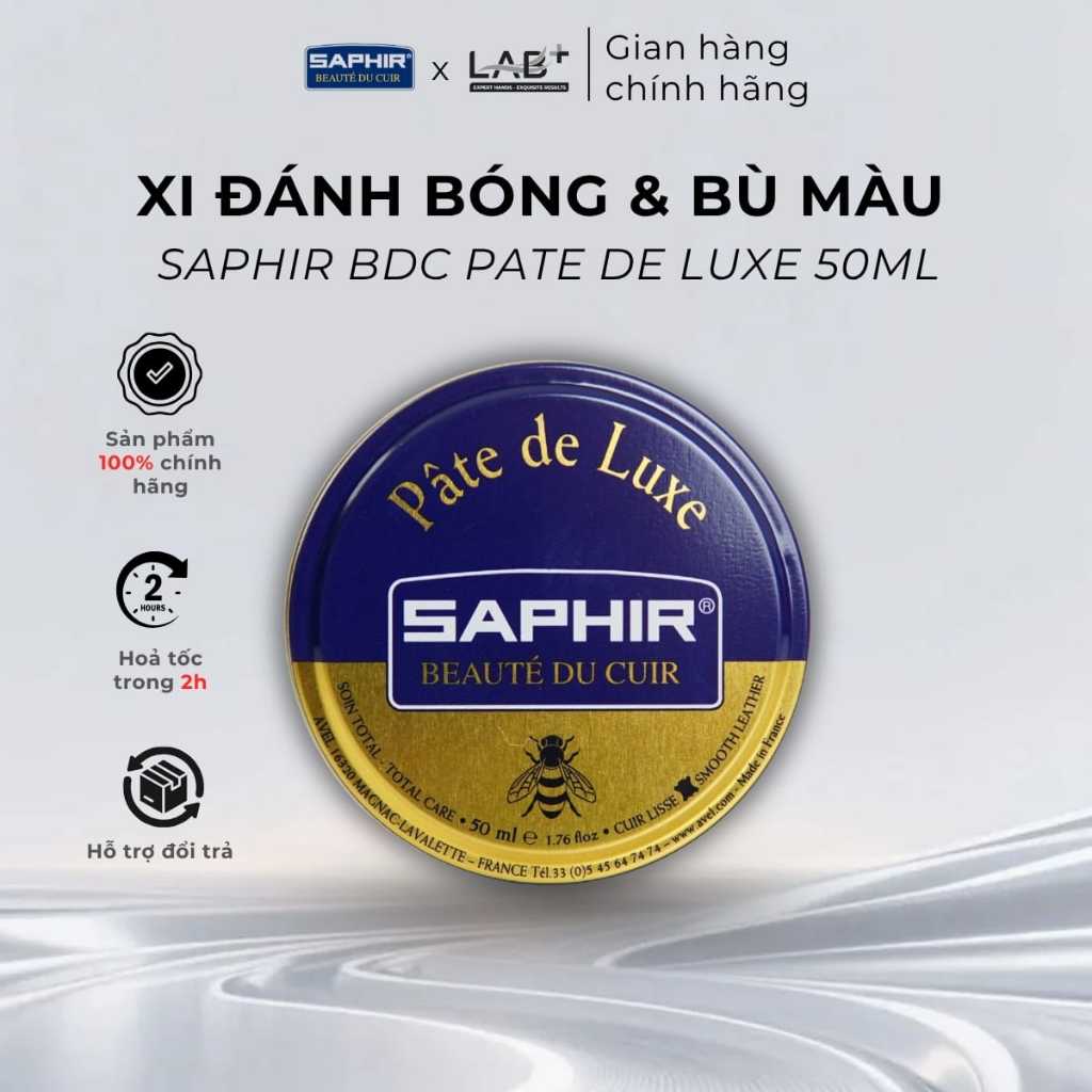 Xi Đánh Bóng Giày Và Bổ Sung Dưỡng Chất Cho Da,  Saphir Pate De Luxe BDC 50ml kem bổ sung màu dành cho giày da trơn LAB+