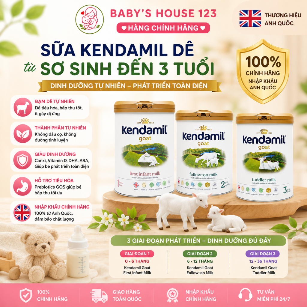 Sữa Bột Công Thức Kendamil Dê - Sữa Dê Kendamil UK Anh Quốc Đạm A2 Dễ Tiêu Hoá - Hộp 800g