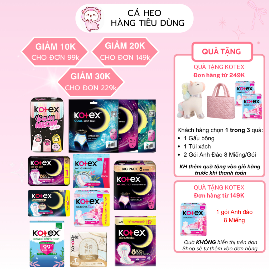 [CHÍNH HÃNG] Băng vệ sinh KOTEX hàng ngày, ban ngày, ban đêm và dạng quần