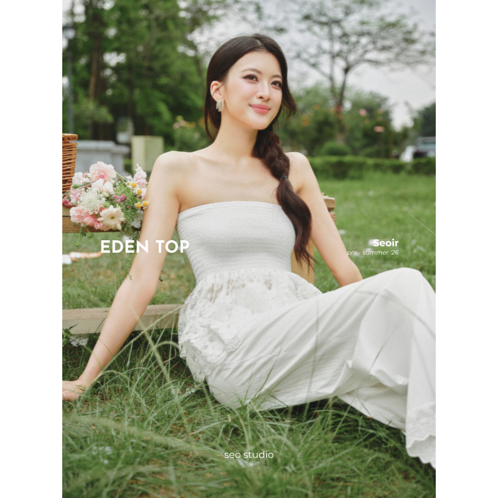 SEO STUDIO - Áo thô gió phối ren hai tầng - Eden Top