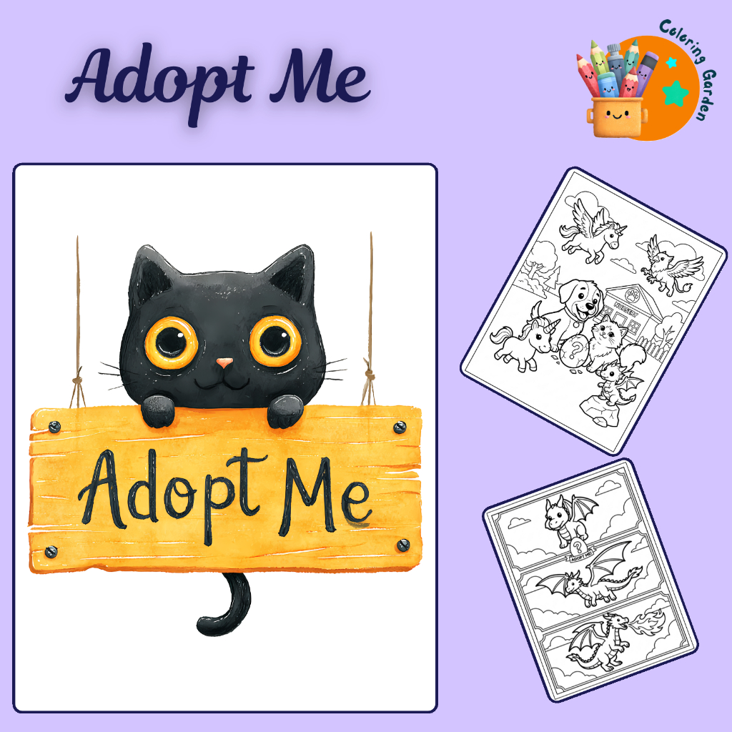 Set 50/25 tờ tranh tô màu, tranh tập tô cho bé hình trò chơi Adopt Me giấy A4, A5 T0233AM