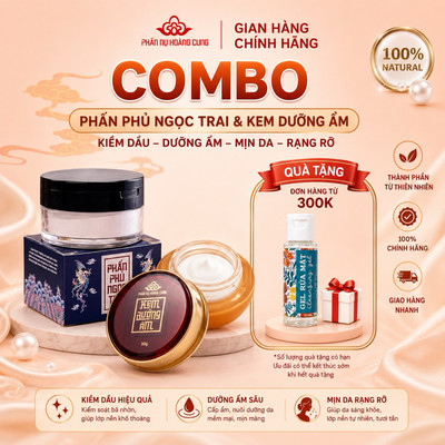 Combo Kem Dưỡng Ẩm và Phấn Phủ Ngọc Trai Phấn Nụ Hoàng Cung