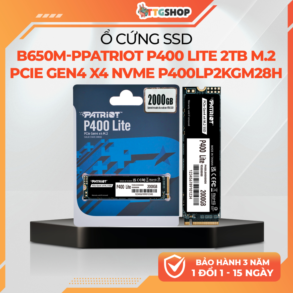 SSD Patriot P400 Lite 2TB M.2 PCIe Gen4x4 NVMe P400LP2KGM28H 3500MBs 2700MBs