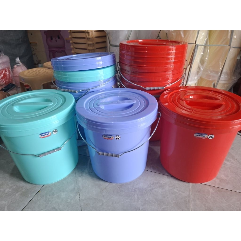 COMBO 10 XÔ QUAI SẮT DUY TÂN, XÔ NHỰA 20 LÍT, THÙNG BÊ