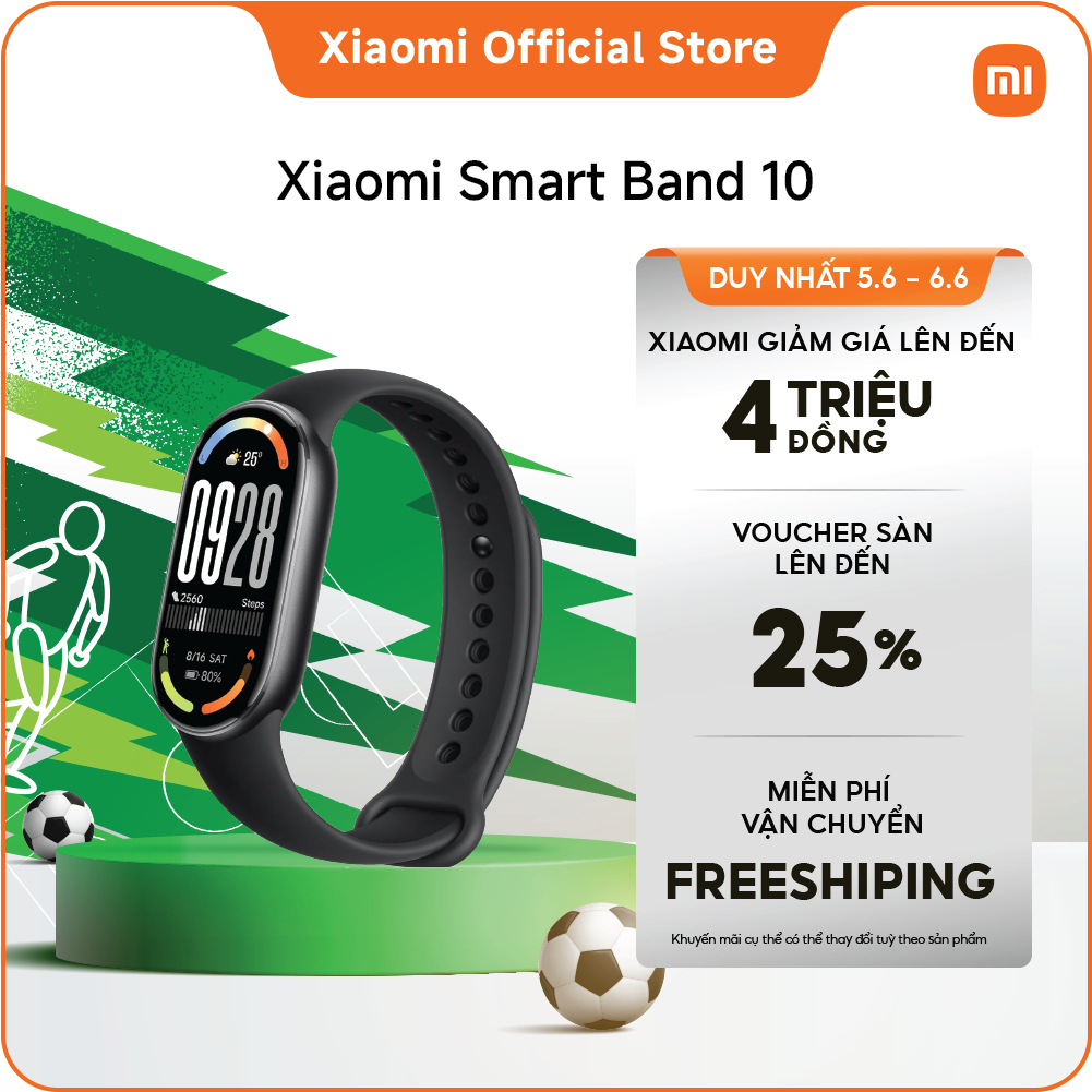 Đồng hồ thông minh Xiaomi Smart band 10｜Màn hình AMOLED 1,72", viền siêu mỏng đối xứng