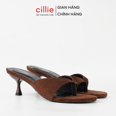 Guốc Cao Gót Nữ Cillie Da Lộn Đế Cao 7cm Quai Xỏ Ngón Có Lớp Đệm Êm Chân