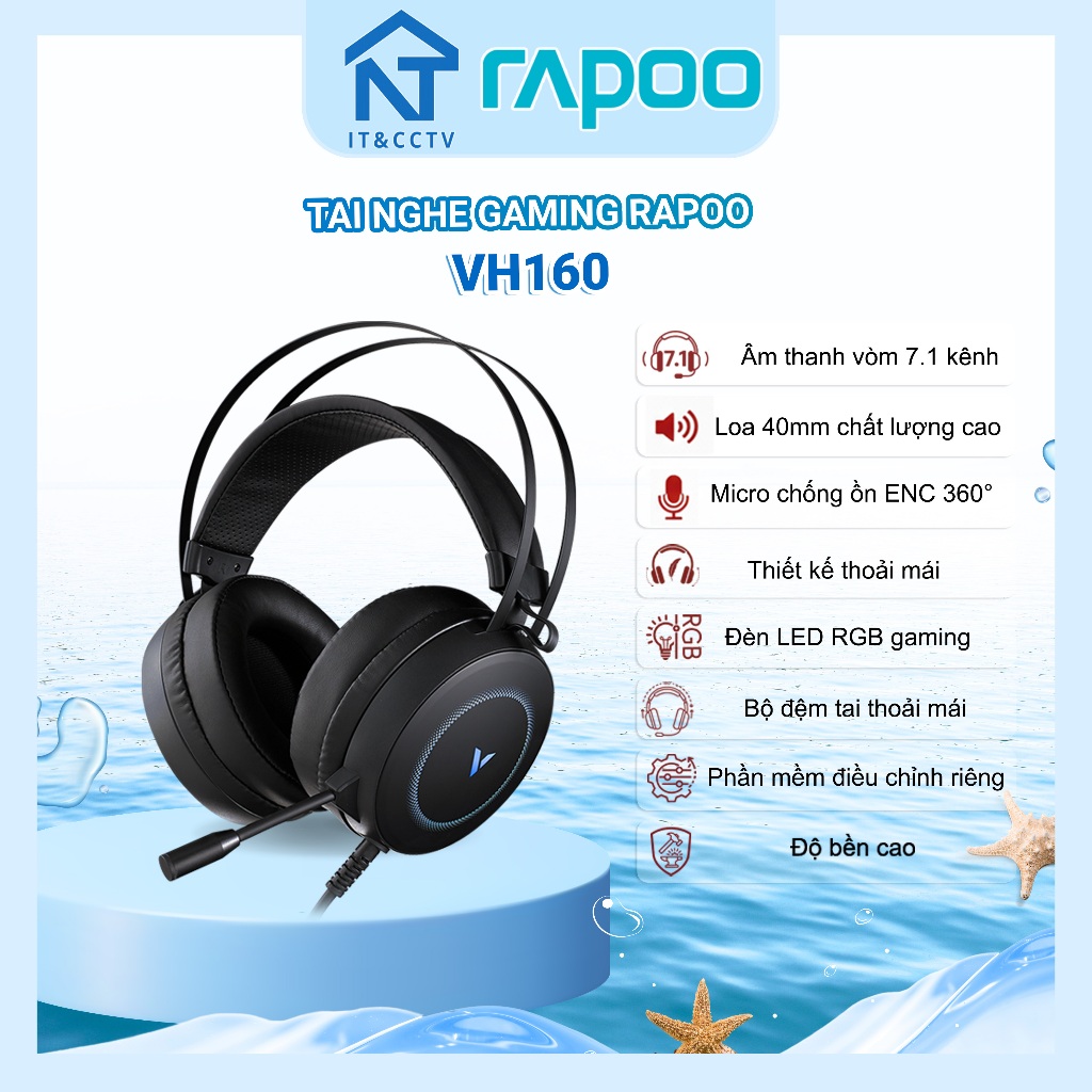 [Rapoo Chính Hãng] Tai Nghe Gaming Rapoo VH160 – Âm Thanh Vòm 7.1 Virtual Surround, Mic Chống Ồn, Đè