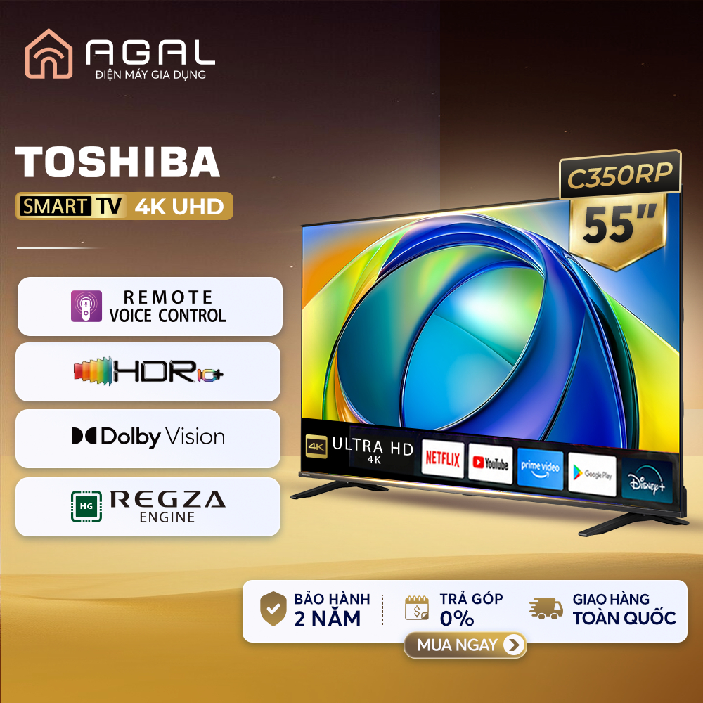 Smart Tivi Toshiba 55 inch 4K UHD 55C350RP, Giao Hàng Toàn Quốc, Bảo Hành 24 Tháng