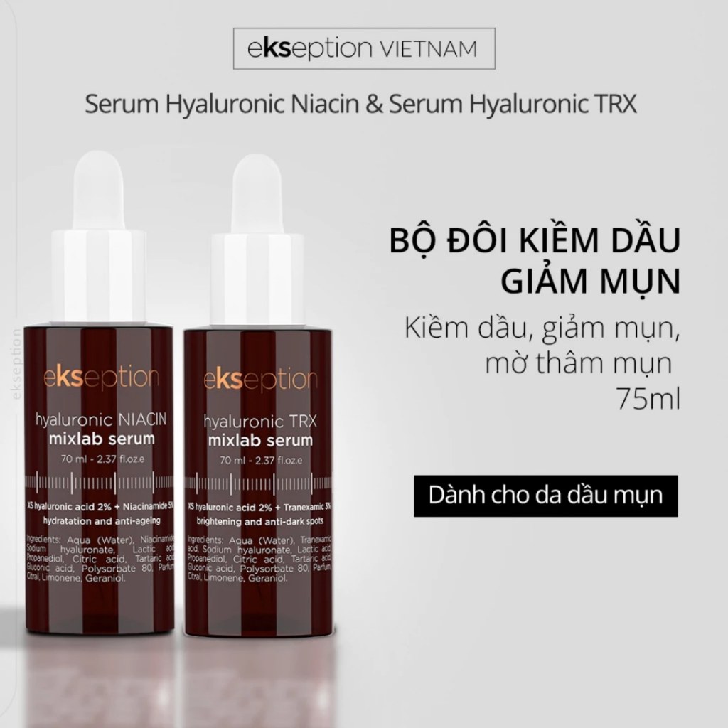 Combo B3 Ekseption Hyaluronic Niacin 75ml Và 3% Tranexamic Acid TRX 75ml