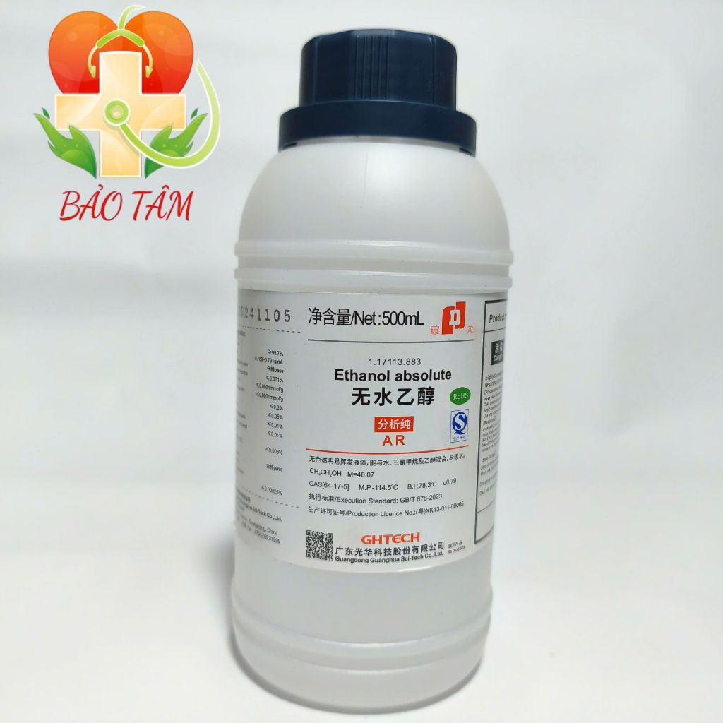 Hóa Chất: Ethanol absolute >99.7% CH3CH2OH Cồn tuyệt đối 500ml